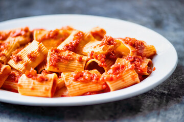 Sticker - rustic italian paccheri pasta in tomato sauce