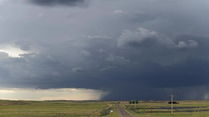 Wall Mural - Time lapse of Tornadic Cell over Grassy Field