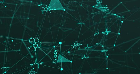 Wall Mural - chemical formulas move in space, science and mathematical research and development concepts. video l