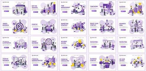 Wall Mural - Set of landing page design templates, Big collection concept of business flat vector illustration. can use for web banner, infographics, landing page, web template