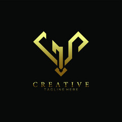 letter G and S logo gold modern creative elegant