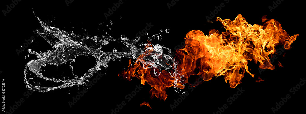 炎と水がぶつかり合う抽象的な背景 Stock Gamesageddon