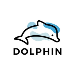 Sticker - dolphin outline logo vector icon illustration