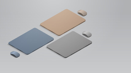 Poster - set colored closed laptops with mouses realistic mockup gadgets and devices concept horizontal vector illustration