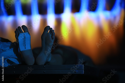 Cuadros en Lienzo mortality from coronavirus, a corpse is burned in a crematorium, the concept of