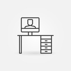Poster - Workplace vector minimal line icon. Work From Home concept symbol in thin line style