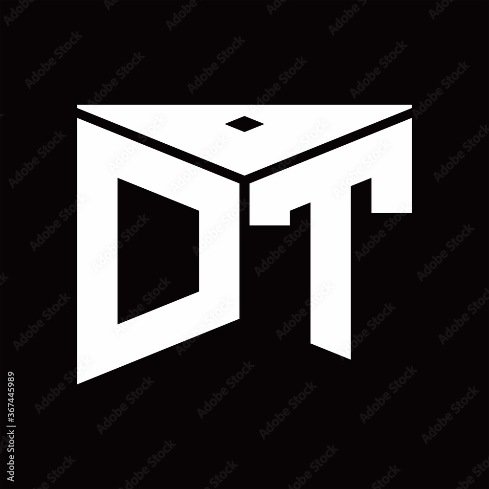 Triangles Dt DT Logo monogram with landscape triangle on top design template Stock ...