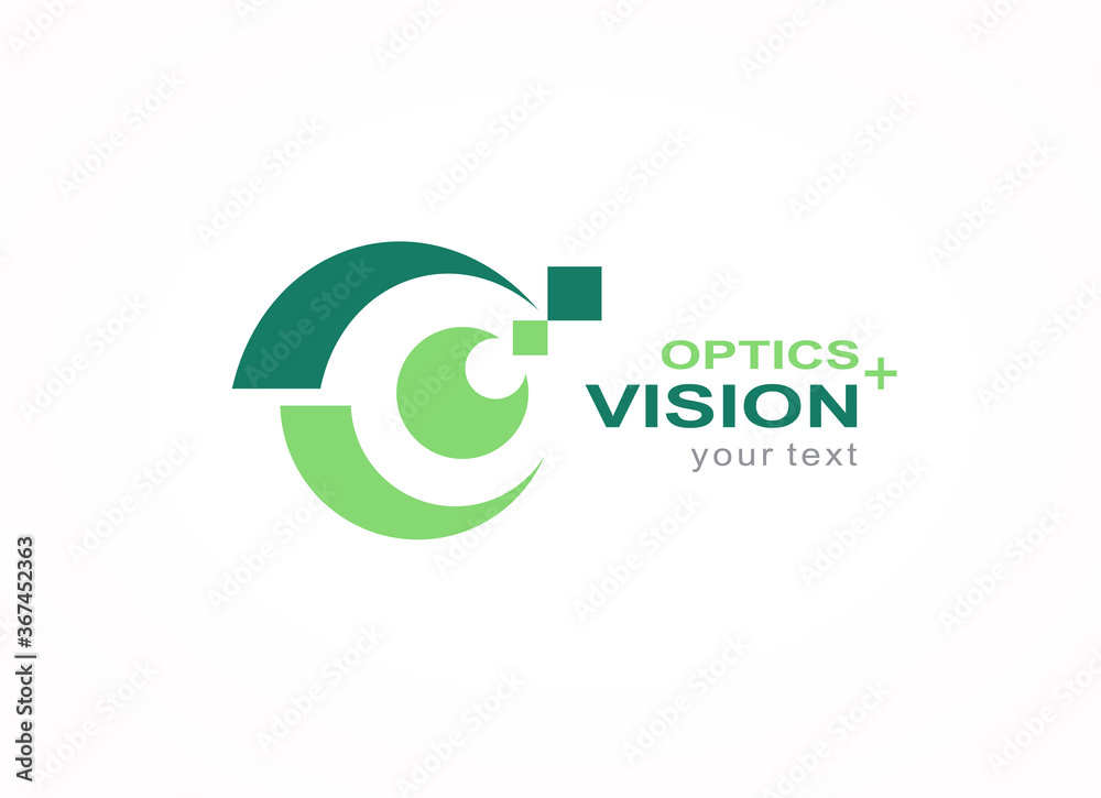 Optics vision logo design symbol emblem, silhouette eye symbol icon vector - obrazy, fototapety, plakaty 