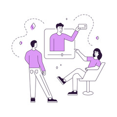 Poster - Couple watching credit card advertisement in internet