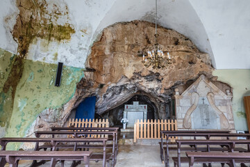 Sticker - Interior of Saint Marina The Monk chapel near Monastery of Our Lady of Qannoubine in Kadisha Valley also spelled as Qadisha in Lebanon