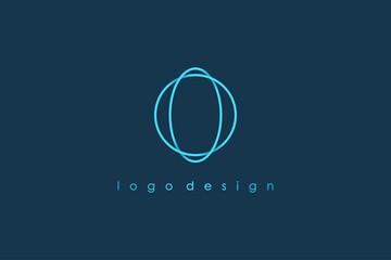 Poster - Abstract Initial Letter O Logo. Blue Circular Rounded Line Infinity Style isolated on Blue Background. Usable for Business and Technology Logos. Flat Vector Logo Design Template Element.