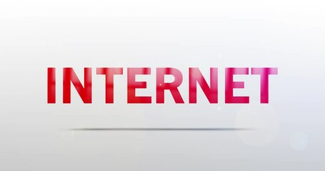 Wall Mural - internet. partikel logo. text animation. rotes logo auf hintergrund weiß/grau. drehung. hochwertiges