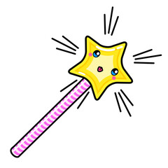kawai magic wand. sign, symbol, web element. social media icon. business concept. tattoo template. l