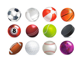 Fototapete - Realistic Detailed 3d Color Balls Set. Vector