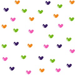 Wall Mural - colorful grunge heart symbols on white background seamless pattern, wallpaper, banner, label, texture, vector design