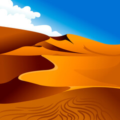 Poster - Cartoon Color Desert Landscape Scene Concept. Vector