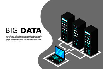 Poster - isometric server equipment. vector illustration.