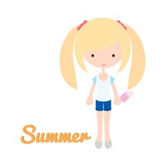 Sticker - girl's fashion in summer