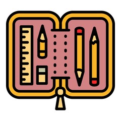 Poster - Open pencil case icon. Outline open pencil case vector icon for web design isolated on white background