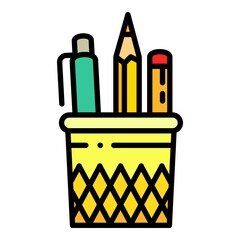 Poster - Pencil case glass icon. Outline pencil case glass vector icon for web design isolated on white background