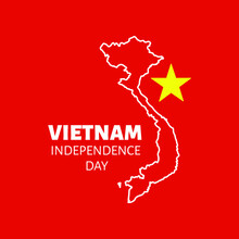 Vector Illustration On The Theme Of Vietnam Independence Day On September 2. Decorated With  Outline Vietnam Map And Flag Elements.