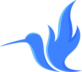 Wall Mural - Simple Hummingbird Flying with Fire Shape Vector Design