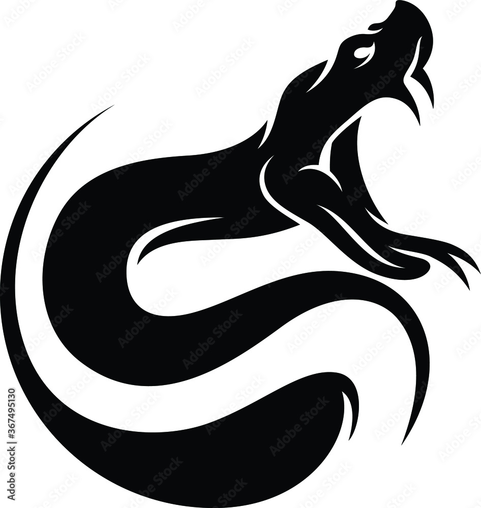 Python Drawing Fangs Logo Design of A Python Open its Mouth shows the Fang Stock Vector ...