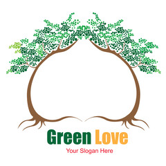 Wall Mural - Vector logo green love  design in eps 10. Simple template and ready to use.