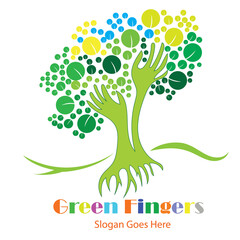 Wall Mural - Vector logo green fingers design in eps 10. Simple template and ready to use.