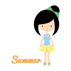 Sticker - girl's fashion in summer