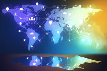 Poster - Glowing social media network interface