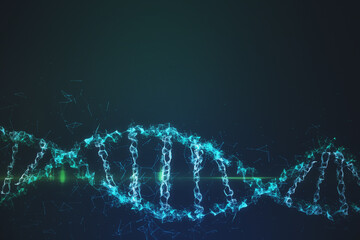 Fototapete - Digital blue DNA spiral.