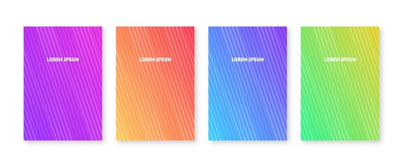 Wall Mural - trendy new cover collection. geometric lines and colorful gradient. minimal annual report design vec