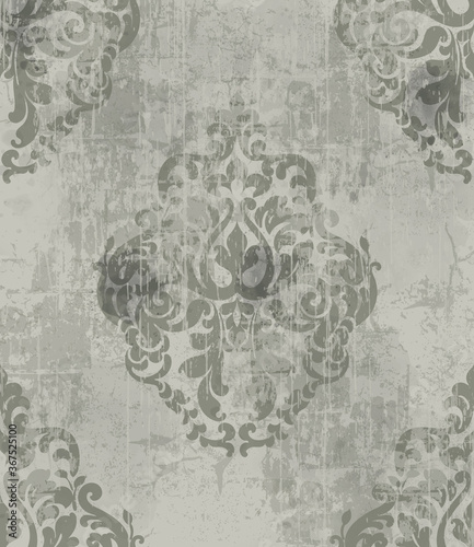 Imperial vintage ornament pattern. Royal victorian design. Grunge style