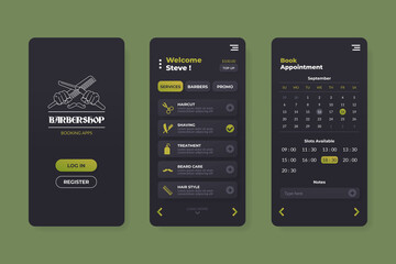 User interface template for barbershop booking apps