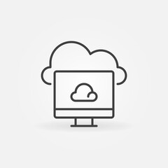 Poster - Computer with Cloud linear icon. Vector Cloud Computing concept symbol or logo element