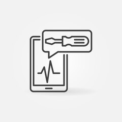 Poster - Mobile Phone with with Screwdriver outline icon. Smartphone Repair linear vector concept symbol
