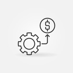 Poster - Cog Wheel with Dollar sign outline icon. Money Settings vector concept line symbol or design element