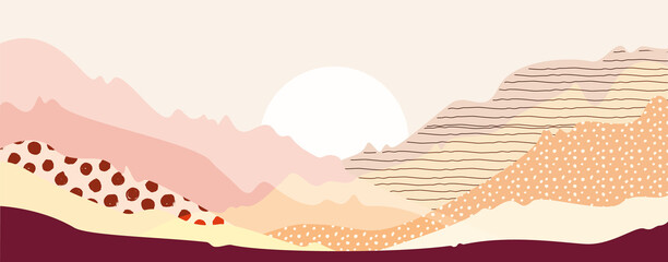 Abstract mountain landscape warm pastel colors art