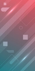 Poster - Modern abstract outline shapes with dots on light pink turquoise gradient background