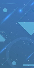 Poster - Modern abstract outline shapes with dots on light dark blue gradient background