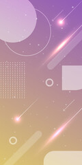 Poster - Modern abstract outline shapes with dots on light violet yellow gradient background