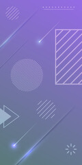 Poster - Modern abstract outline shapes with dots on light violet green gradient background