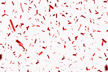 Confetti is red, isolated on a white background. Festive background for birthday, carnival, anniversary and festival.