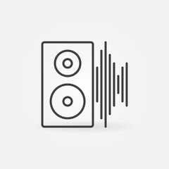 Poster - Computer Speaker with Sound Wave vector concept icon or sign in outline style