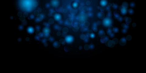 Poster - Bokeh style of abstract circles with blur glow spark light on dark turquoise background.