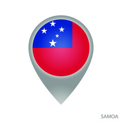 Wall Mural - Map pointer with flag of Samoa. Samoa pointer map isolated icon. Vector Illustration