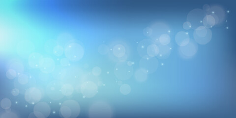 Poster - Bokeh style of abstract circles of blur glow spark light on dark blue mesh gradient background