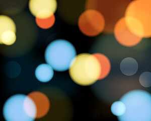 Poster - Bokeh style of abstract circles of blur glow spark lights on orange yellow blue mesh gradient background