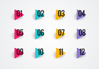 Poster - vector illustration bullet points set. colorful triangle with numbers